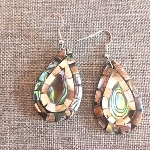 Abalone Mother of Pearl Mermaidcore Teardrop Shape Earrings - Pre-loved (2")